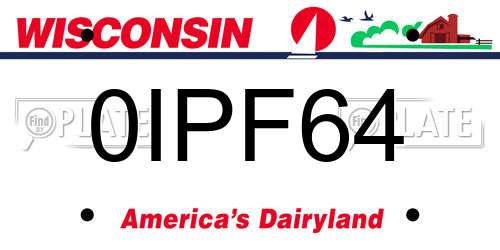 0IPF64 Wisconsin License Plate
