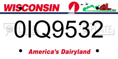 0IQ9532 Wisconsin License Plate