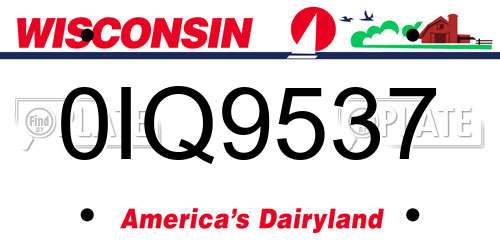 0IQ9537 Wisconsin License Plate