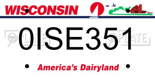 0ISE351 Wisconsin License Plate