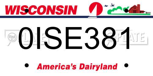 0ISE381 Wisconsin License Plate