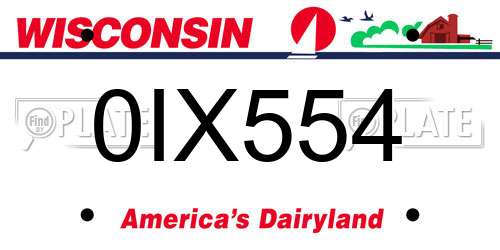 0IX554 Wisconsin License Plate
