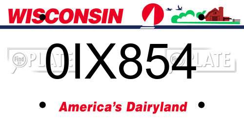 0IX854 Wisconsin License Plate