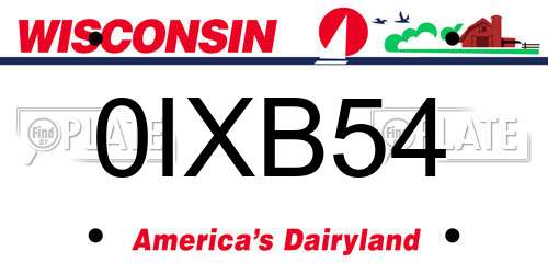 0IXB54 Wisconsin License Plate