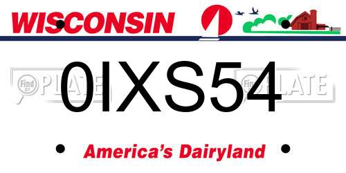 0IXS54 Wisconsin License Plate