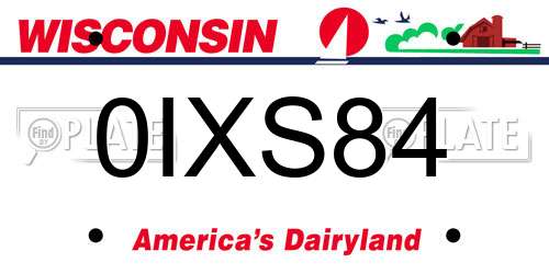 0IXS84 Wisconsin License Plate