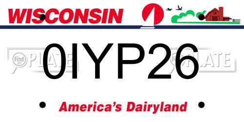 0IYP26 Wisconsin License Plate