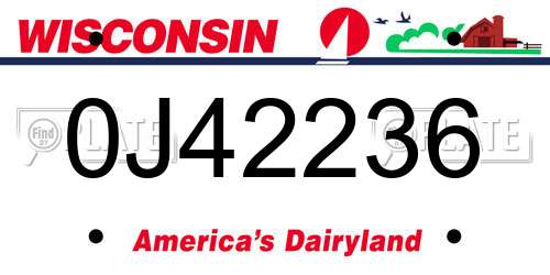 0J42236 Wisconsin License Plate