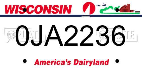 0JA2236 Wisconsin License Plate