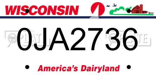 0JA2736 Wisconsin License Plate