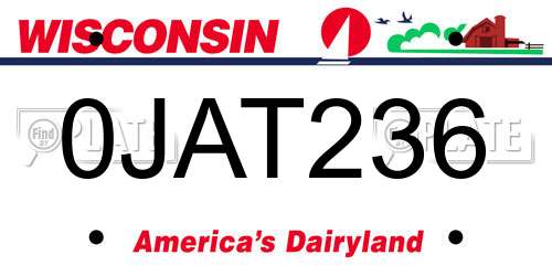 0JAT236 Wisconsin License Plate