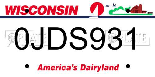 0JDS931 Wisconsin License Plate
