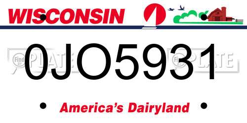 0JO5931 Wisconsin License Plate