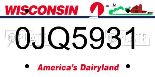 0JQ5931 Wisconsin License Plate