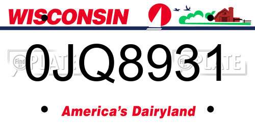0JQ8931 Wisconsin License Plate