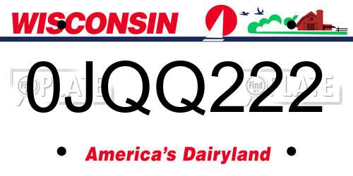 0JQQ222 Wisconsin License Plate