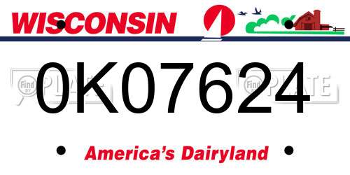 0K07624 Wisconsin License Plate
