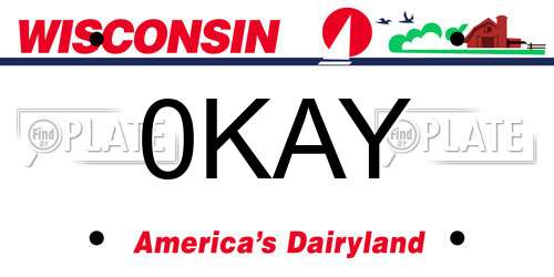 0KAY Wisconsin License Plate