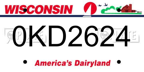 0KD2624 Wisconsin License Plate