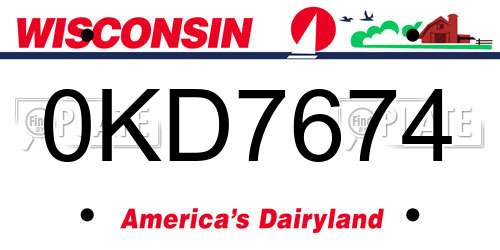 0KD7674 Wisconsin License Plate