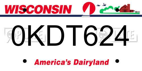 0KDT624 Wisconsin License Plate