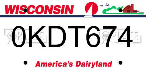 0KDT674 Wisconsin License Plate