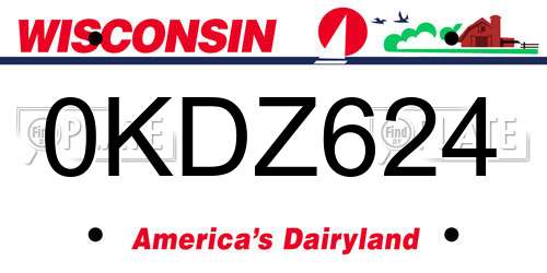0KDZ624 Wisconsin License Plate