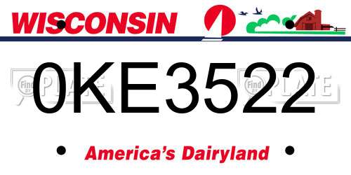 0KE3522 Wisconsin License Plate
