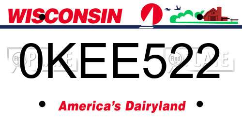 0KEE522 Wisconsin License Plate