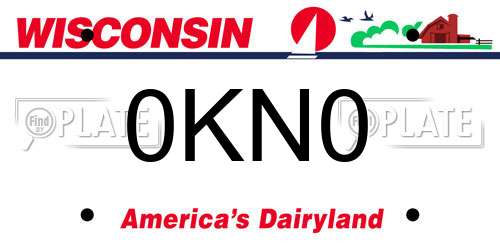 0KN0 Wisconsin License Plate