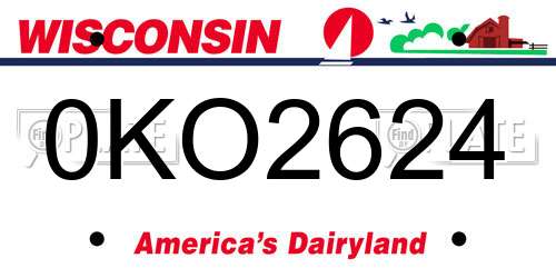 0KO2624 Wisconsin License Plate