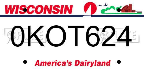 0KOT624 Wisconsin License Plate