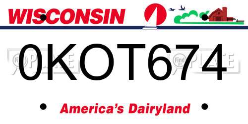 0KOT674 Wisconsin License Plate