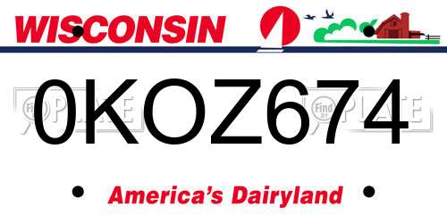 0KOZ674 Wisconsin License Plate