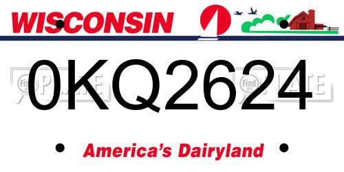 0KQ2624 Wisconsin License Plate