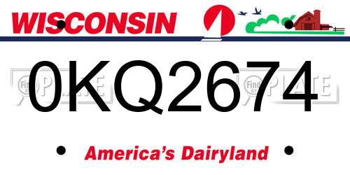 0KQ2674 Wisconsin License Plate