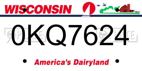 0KQ7624 Wisconsin License Plate