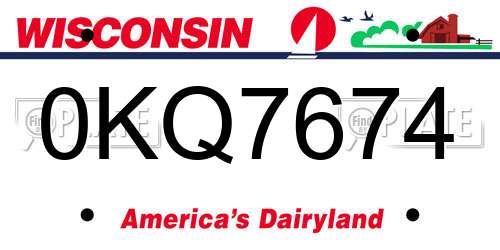 0KQ7674 Wisconsin License Plate
