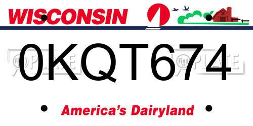 0KQT674 Wisconsin License Plate