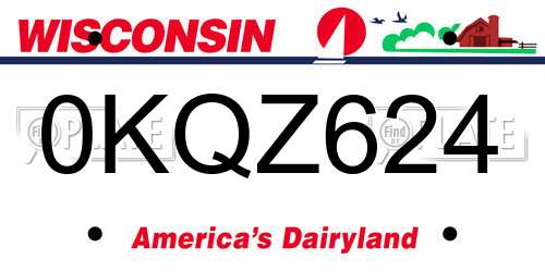0KQZ624 Wisconsin License Plate