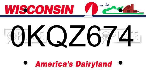 0KQZ674 Wisconsin License Plate