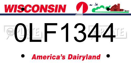 0LF1344 Wisconsin License Plate
