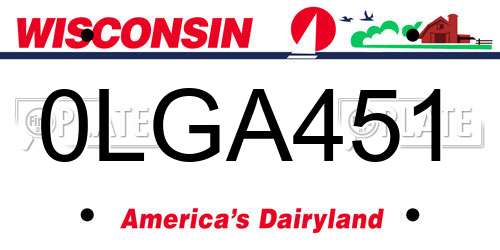 0LGA451 Wisconsin License Plate