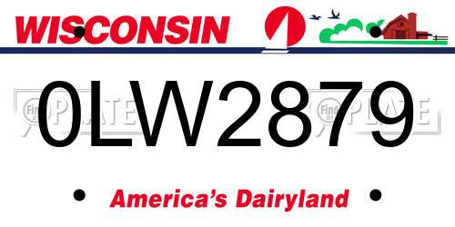0LW2879 Wisconsin License Plate