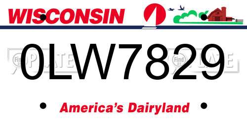 0LW7829 Wisconsin License Plate