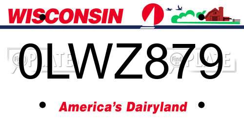0LWZ879 Wisconsin License Plate