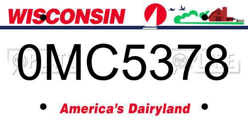 0MC5378 Wisconsin License Plate