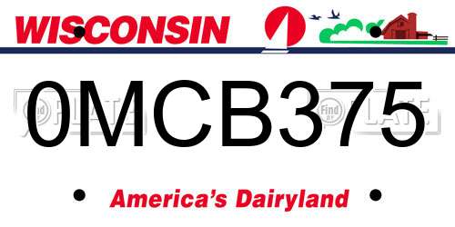 0MCB375 Wisconsin License Plate