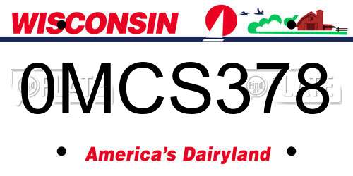 0MCS378 Wisconsin License Plate