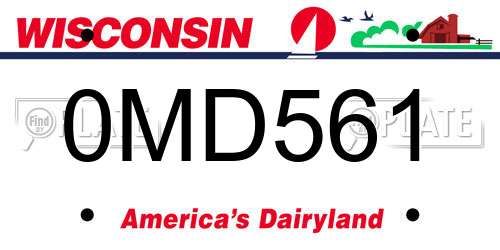0MD561 Wisconsin License Plate